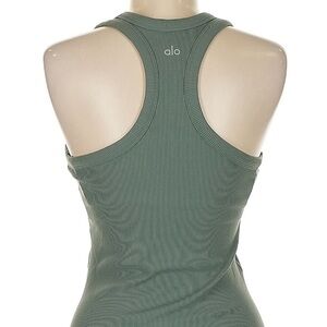 ALO Yoga Sage Green Ribbed Tank with Built in Bra- Size M